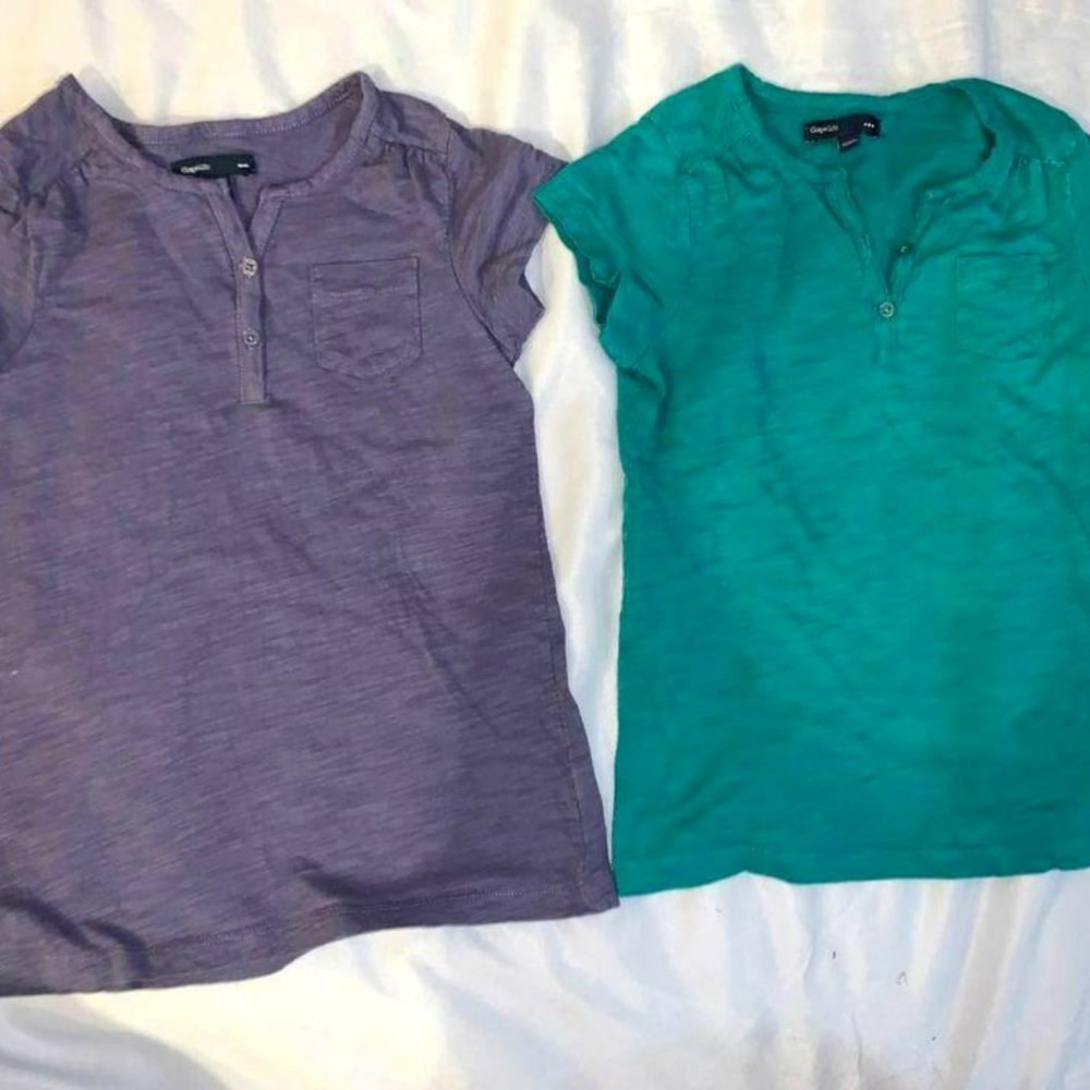 Gap kids Girls shirts green purple size small 6-7